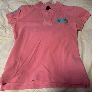 Ralph Lauren Pink & Blue Skinny Polo w/ Large Pony